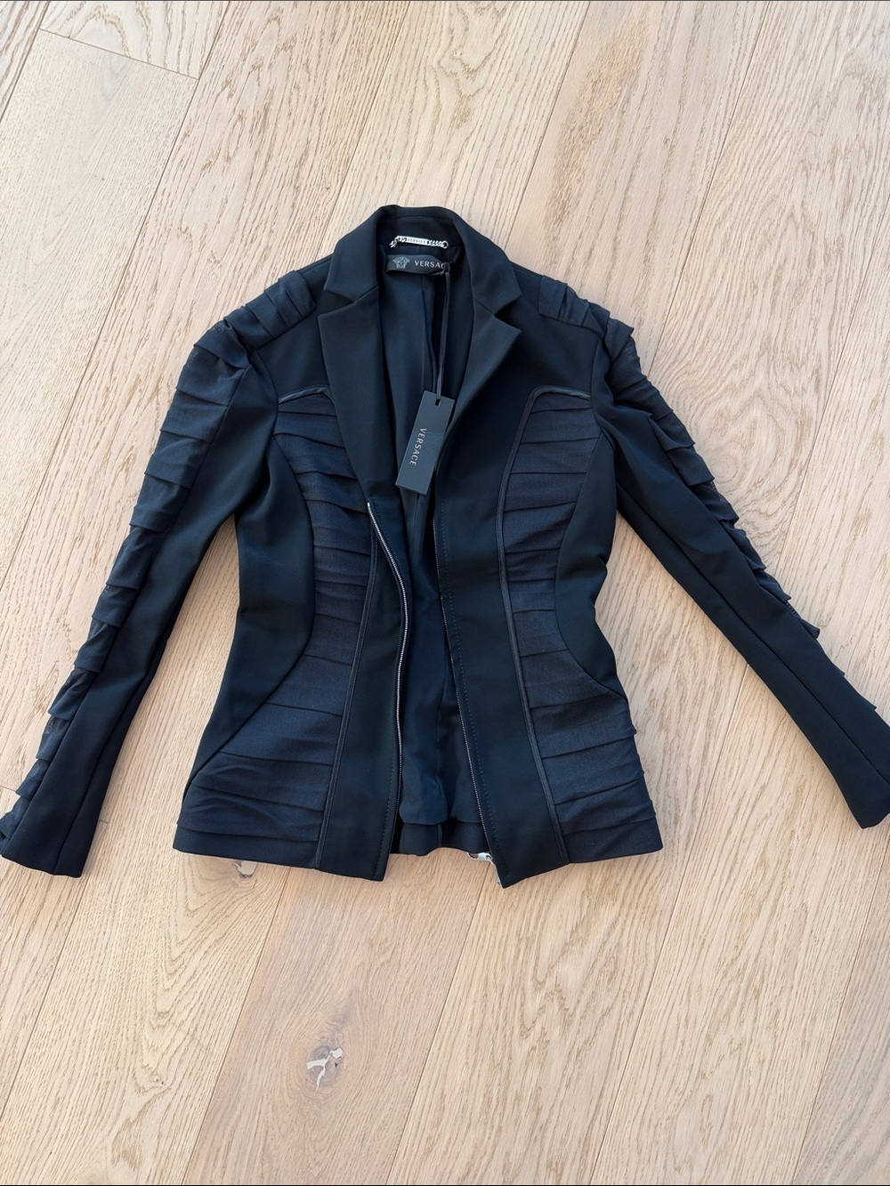 Versace Black Sculpted Bandage Blazer